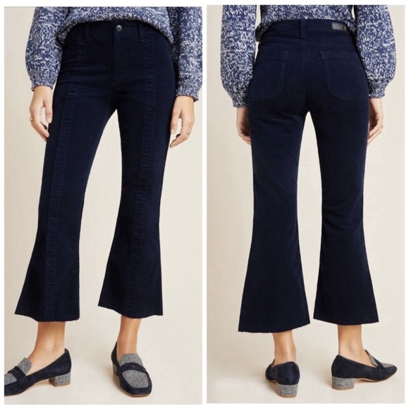 AG Adriano Goldschmied Pants - AG Adriano Goldschmied The Panelled Quinne Corduroy Crop Pants Blue 28